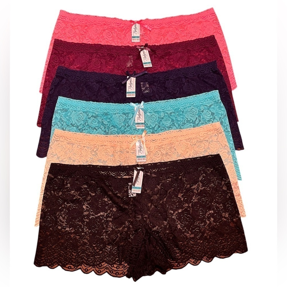 NWT Bodymate Assorted Bundle of 6 Stretch Lace Boyshort Panties Size 3XL